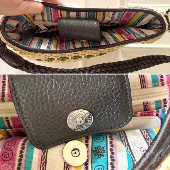 Brighton Woven Straw Shoulder Bag Colorful Striped Hobo Tote Boho Beach Coastal - Picture 4 of 13